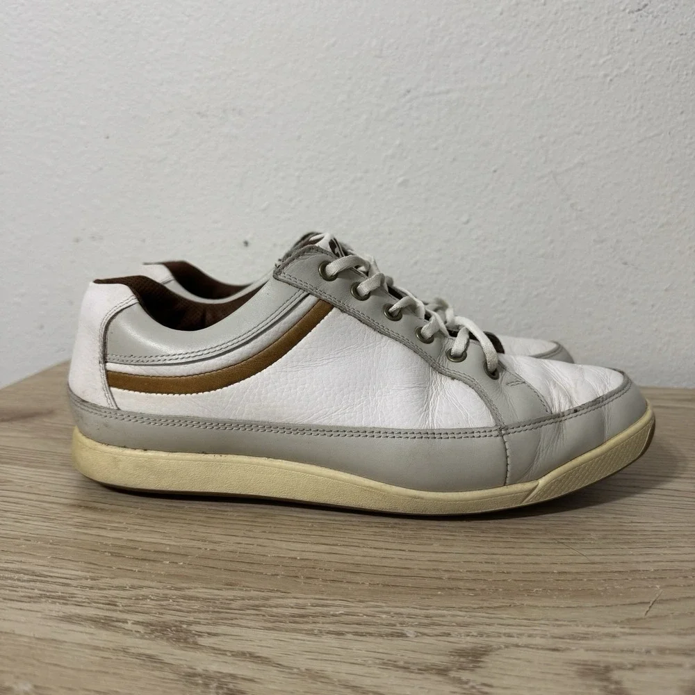 FJ FootJoy‎ White and Tan Spikeless Golf Sneakers Cleats Mens Size 10.5 54251